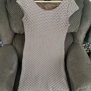 Sharagano Brown and White Textured Dress